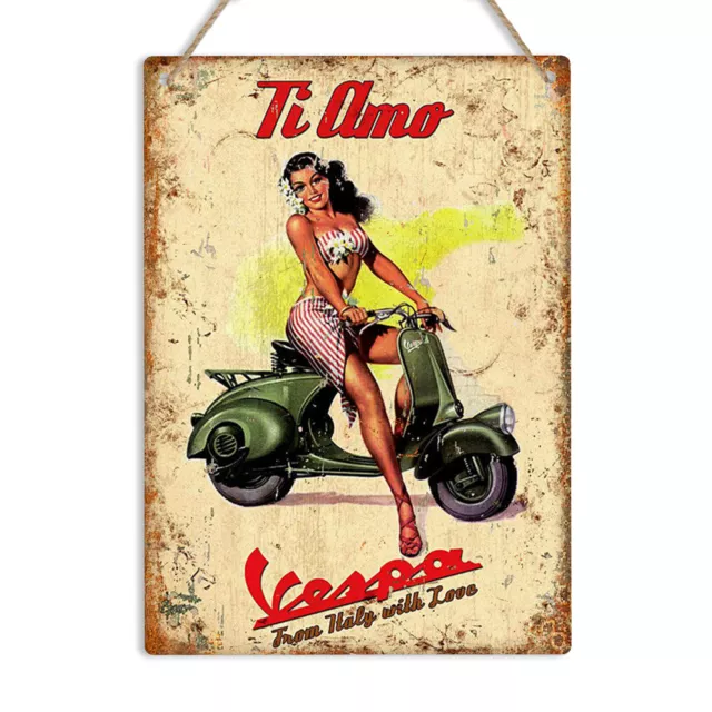 VESPA ITALIAN ADVERT Retro Metal Wall Sign Vintage Plaque Man Cave Bar Motorbike