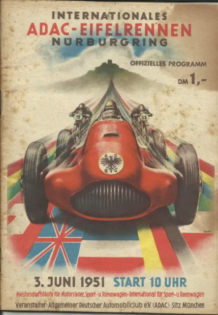 Int.ADAC Eifelrennen 1951 Nürburgring Programmheft