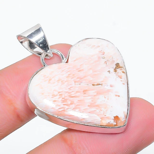 Orange Scolecit Edelstein 925 Sterlingsilber Schmuck Anhänger 1,58 Zoll p551
