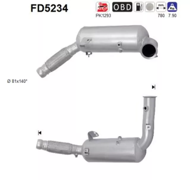 DPF Rußpartikelfilter Dieselpartikelfilter AS FD5234 Cordierit für MERCEDES B906
