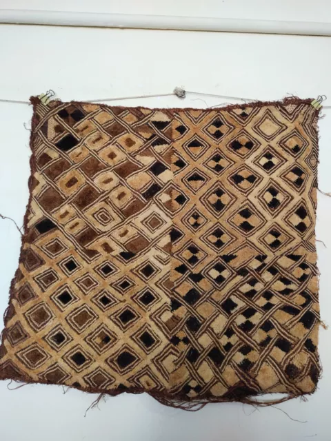 Antique Kuba Cloth Raffia Textile Traditional African Tribal Congo item813