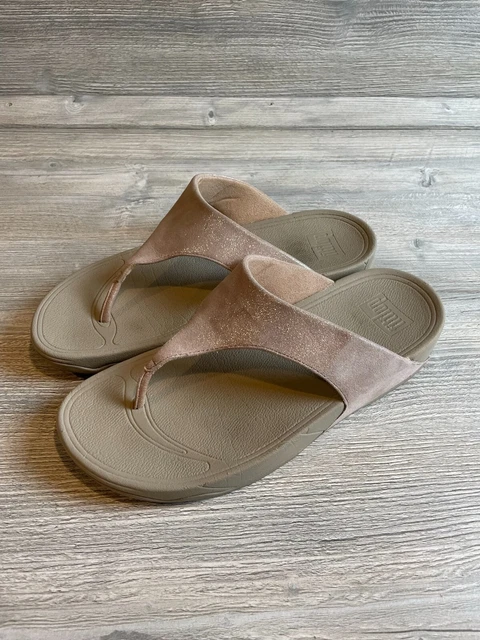 Fitflop Micro-Wobbleboard Women's Shimmery Leather Thong "Lulu" Sandals US 9