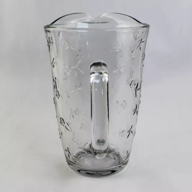 Anchor Hocking 72oz Savannah Pitcher Clear Glass Water Embossed Rose Pattern 3