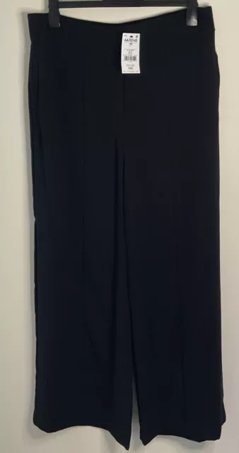 Next UK 16 NWT Black Wide Leg Trousers Dress Pants Smart Work Tailored RRP £40