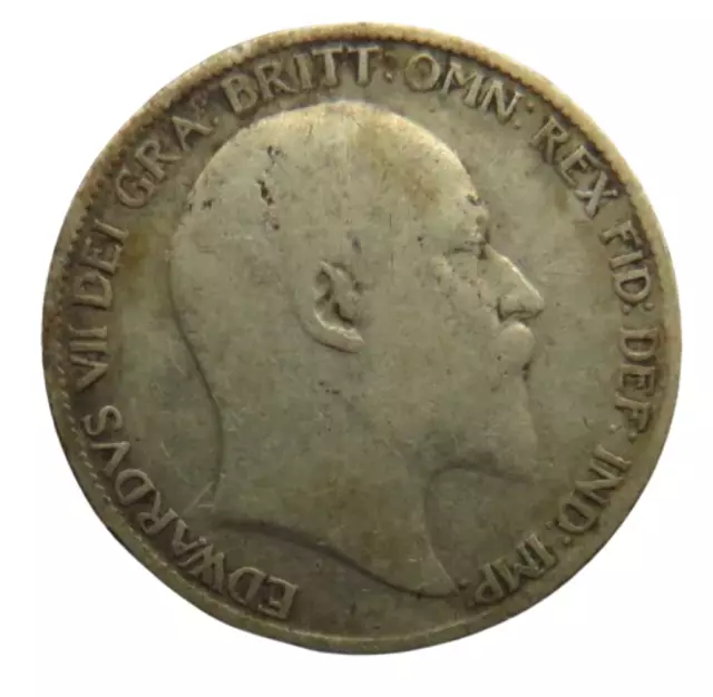 1910 King Edward VII Silver Sixpence Coin - Great Britain