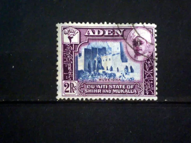 Aden - Shihr & Mukalla 1942 SG10 2r Blue & Purple FU cat £19. (B5063)