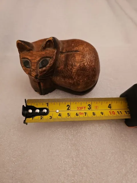 Vintage Hand Carved & Painted Wooden Folk Art Pussy Cat