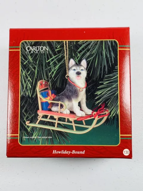🔥 Carlton Cards • Howliday Bound • Siberian Husky on Sled • Christmas Ornament