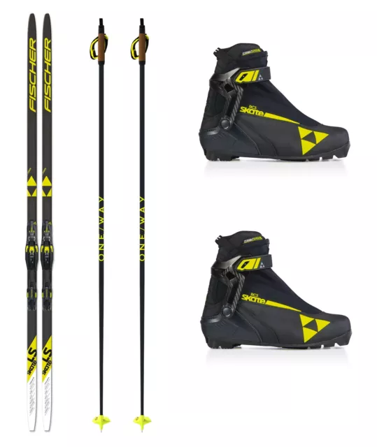 Fischer Langlaufski-Set LS Skate Skating Skier + Bindung + Schuhe + Stöcke