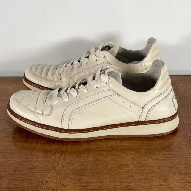 John Varvatos Mens Star USA Shoes Ivory Leather Barrett Creeper Low Top Sz 9.5