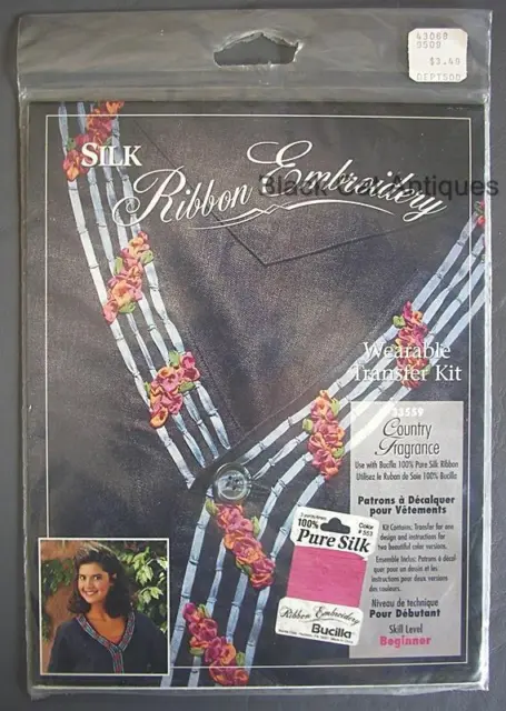 Bucilla Silk Ribbon Embroidery Wearable Transfer Kit Country Fragrance No. 33559