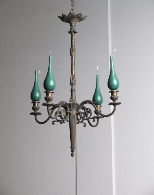 Antique French Chandelier Brass Bronze