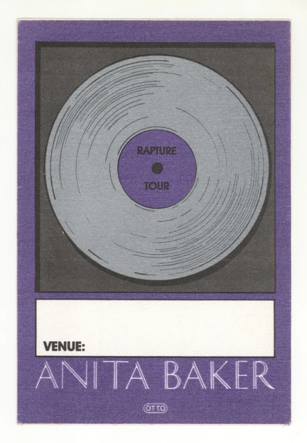 Rare Anita Baker 1996 -97 Rapture Tour Genuine Lt Purple Backstage Pass!