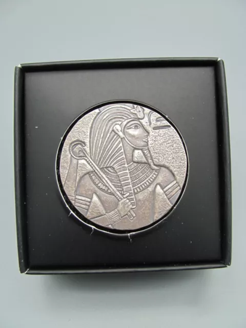 Republic of Chad Egyptian Relic Series King Tut 5 oz Antique Finish .999 Silver