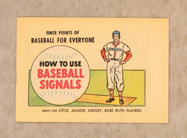 Finer Points of Baseball For Everyone: How to Use Baseball Signals 1962 VF+ 8.5