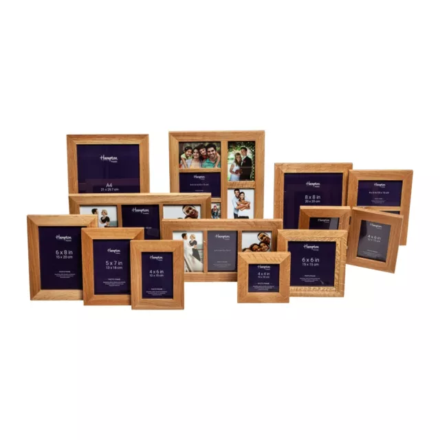 New England Solid Oak Wood Photo Picture Frames Square Rectangle Multi Aperture