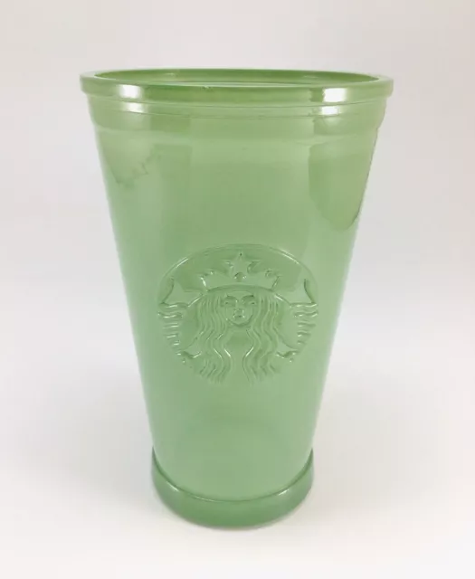 Starbucks Winter 2021 Green Embossed Siren Recycled Glass Cold Cup Tumbler  16oz