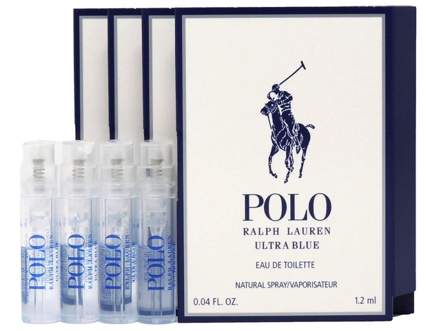 RALPH LAUREN POLO ULTRA BLUE EDT 1.2ml .04fl oz x 4 COLOGNE SPRAY SAMPLE VIALS