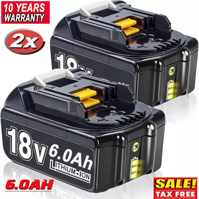 2X For Makita 18V 6.0Ah LXT Li-Ion BL1830 BL1850 BL1860 BL1815 Cordless Battery