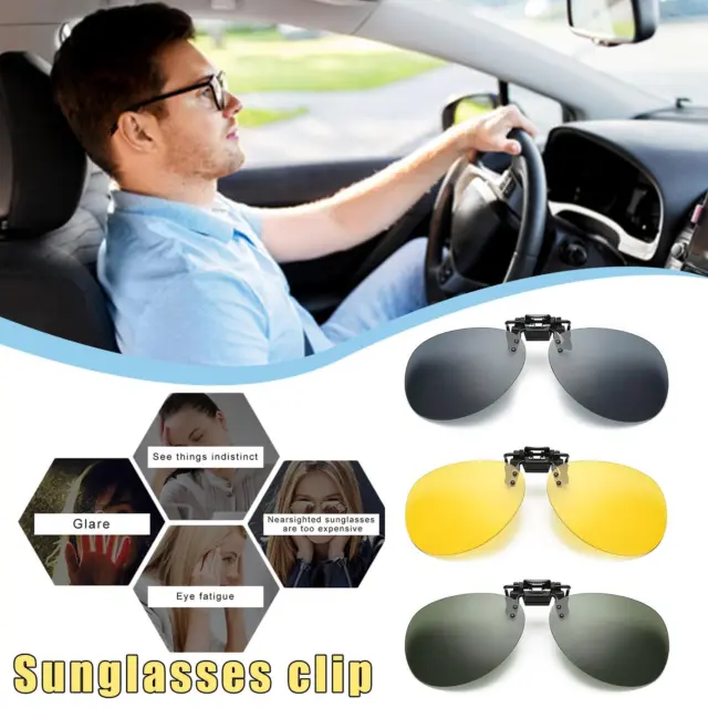 Clip-On Lenses Sunglasses Driving Flip-Up Polarized Outdoor Fishing I8R8 US NEW