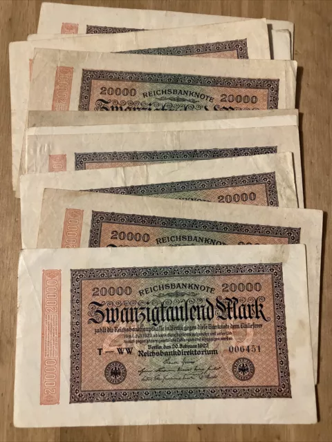 Lot Of 10 X Germany Banknotes. 10 X 20000 Mark. Dated 1923. P84.