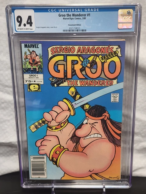 🔑🔥🔥 Groo the Wanderer 1 CGC 9.4 Sergio Aragones story cover art Marvel 734023