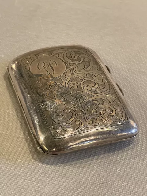 Vintage Tooled Silver Cigarette Case with Hallmarks