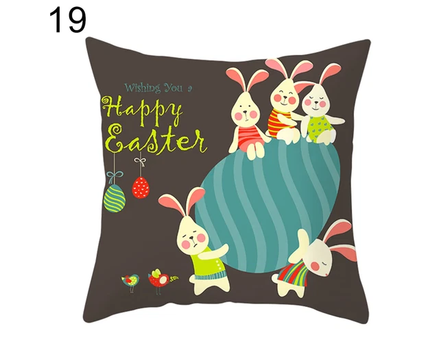 Easter Cartoon Rabbit Bicyle Throw Pillow Cover Case Cushion Home Sofa Car De...