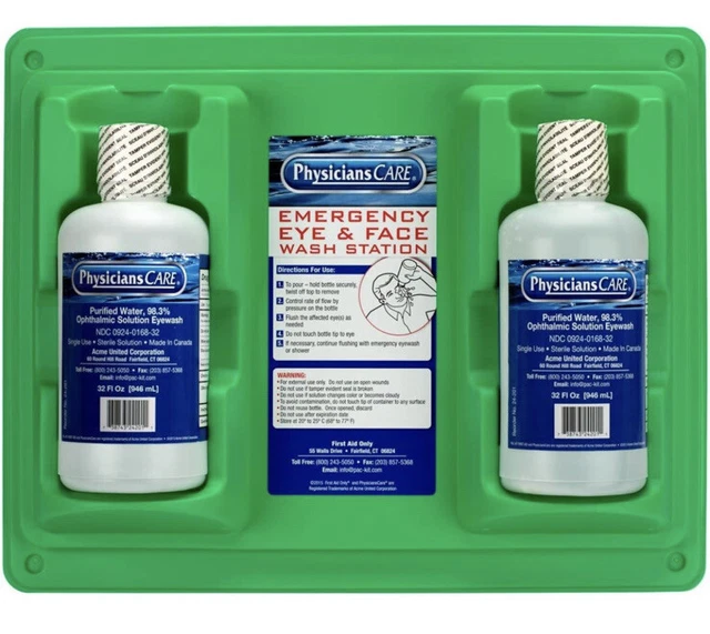 PHYSICIANSCARE 54613 Eye Wash Station, 2-32 oz. Bottles