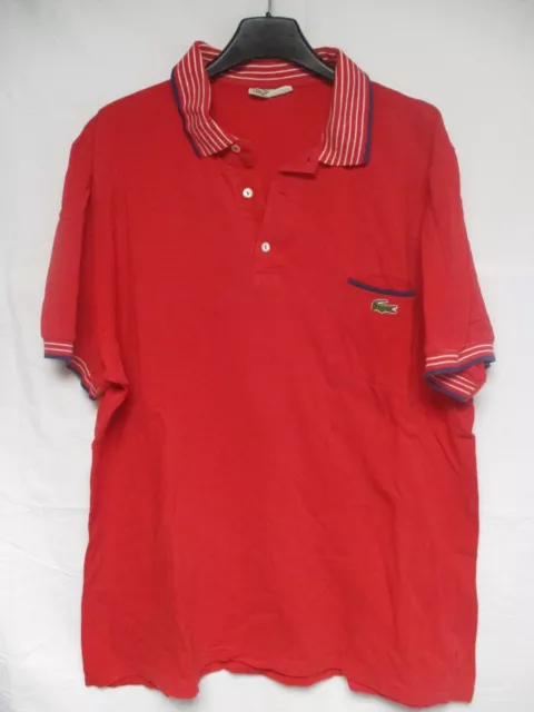POLO LACOSTE MADE in France TIM SA shirt jersey coton rouge poche
