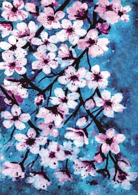 Cherry Blossom Floral Wall Art Canvas Painting for Living Room Bedroom 24x36"