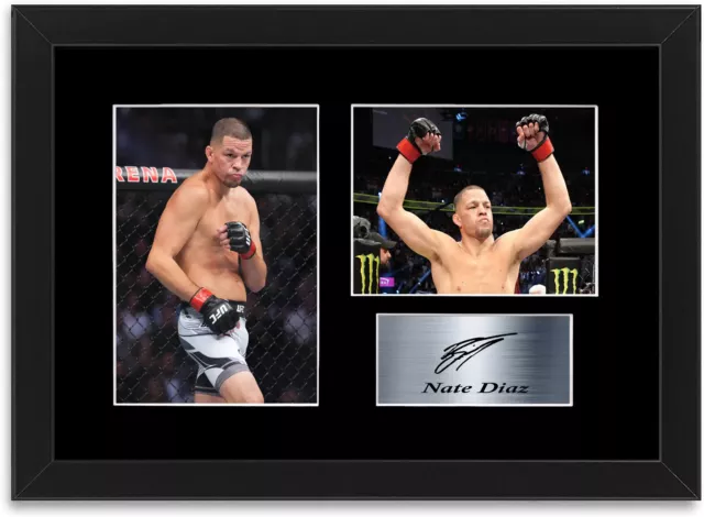 Nate Diaz MMA UFC Fighter Printed Signed Photo Display Poster A4 Framed