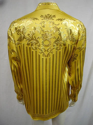 Chemise Homme Creme De Silk Métallique Noir Blanc Or Taille XL - Neuf Avec étiquettes