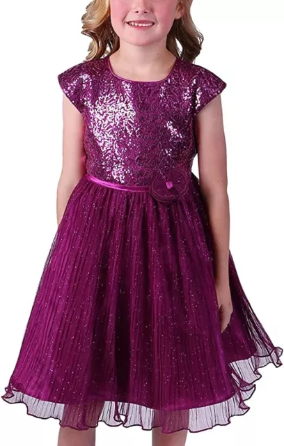 JONA MICHELLE Fushia Sequined and Tulle Sleeveless Formal Dress Girls Size 10