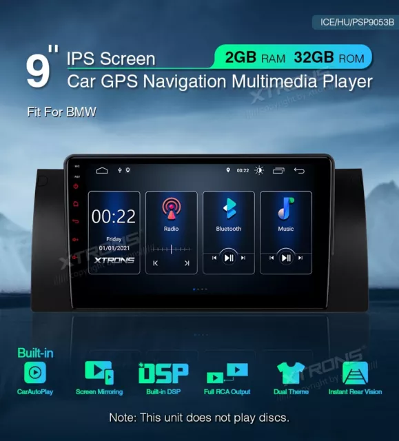 Car Radio GPS Android 10 BMW X5 E53 E38 wi-Fi Carplay Dsp USB XTRONS PSP9053B