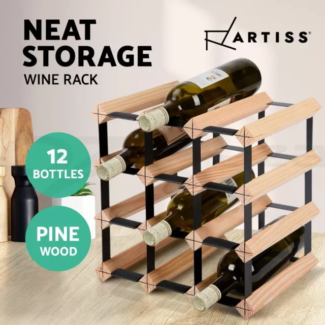 Artiss 12 20 42 72 110 120 Bottle Timber Red Wine Rack Wooden Storage Cellar