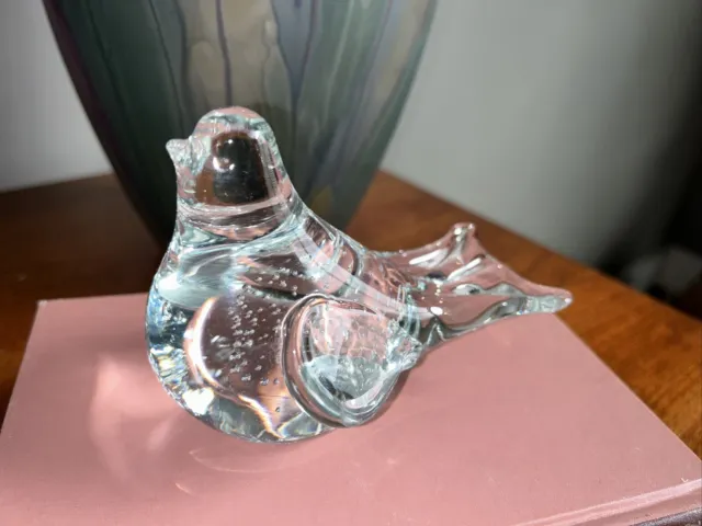 Towle By Leonard Controlled Bubble Crystal Bird Paper Weight Figurine
