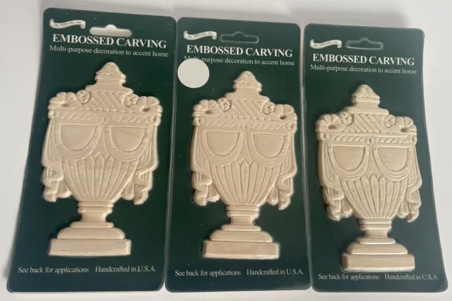 Embossed Carving Decor 3 Royal Hardwood Multi-purpose Accent Unpainted USA MADE