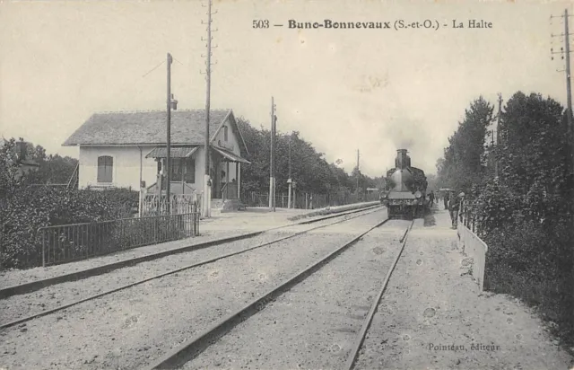 Cpa 91 Buno Bonnevaux / La Halte / Train / Locomotive