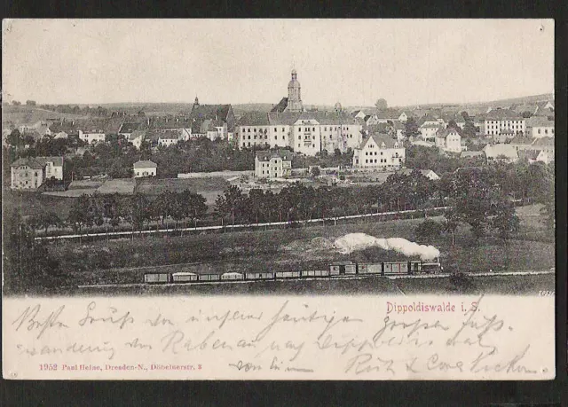 21895 AK Dippoldiswalde i. S, Panorama 1904 Bahnpost Hainsberg - Kipsdorf
