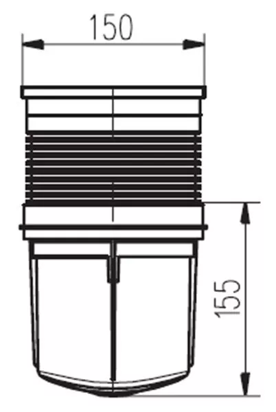 Kellerablauf   Hofablauf   Edelstahlrost  NW 100  150 x 150 mm   (324 VN) 3