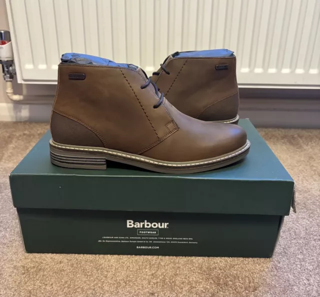 Barbour Readhead Mens Leather Lace Up Tan Chukka Boots UK Size 7 - New In Box