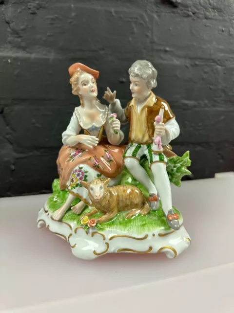 Antique Unterweissbach German Porcelain Figurine Garden Scene 8320