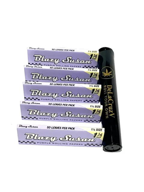 Blazy Susan Purple Rolling Paper 11/4 Slow Burning Ultra Thin 5 Packs and DeLaCr