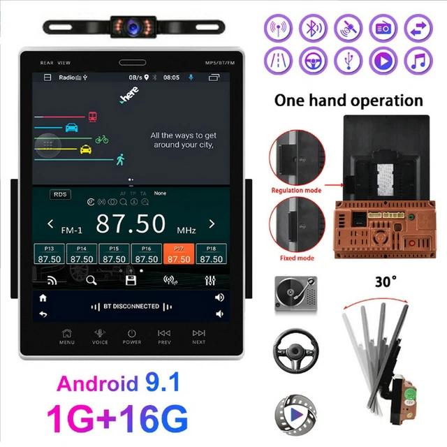 9.5" Double 2Din Car Stereo Radio Android 10.1 GPS WiFi FM Touch Screen w/Camera