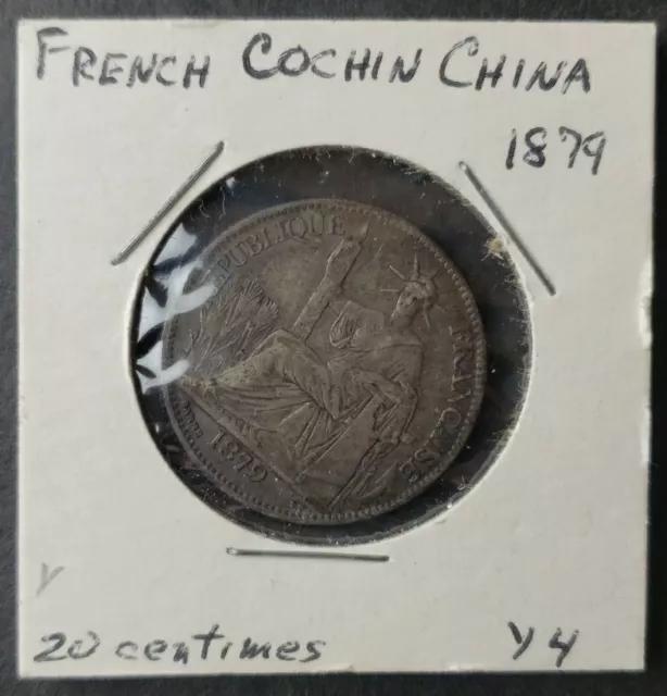 1879 A French Cochinchina 20 Centiemes Silver Coin