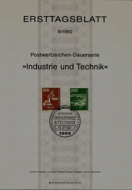 Berlin MiNr 670-671 ETB 8-82 "Industrie und Technik (III)": -Flughafen-Bagger-