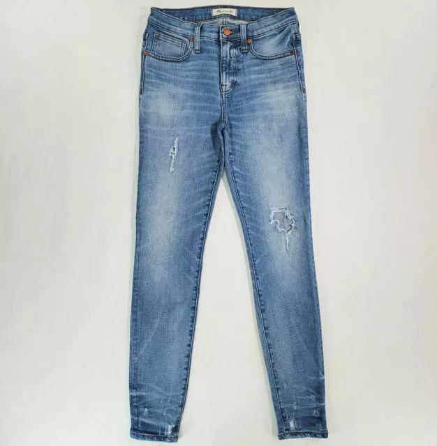 Madewell Jeans Women's 9” High Rise Skinny Distressed Blue Stretch Denim Size 26
