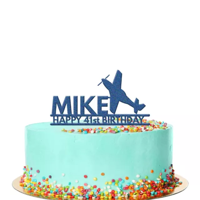 Personalised Aeroplane Birthday Cake Topper Plane Spitfire Acrylic Decoration