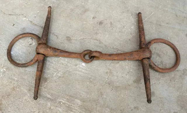 Vintage Old Primitive Hand Forged Victorian Iron English Horse Bit Track I286